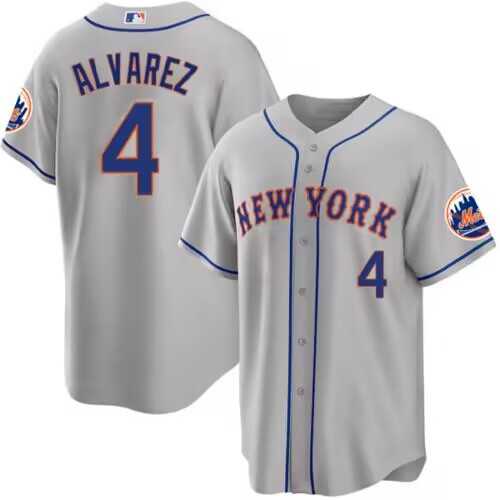 Men's New York Mets #4 Francisco Alvarez Gray 2023 Cool Base Stitched Baseball Jersey Dzhi,We sell and wholesale Men's New York Mets #4 Francisco Alvarez Gray 2023 Cool Base Stitched Baseball Jersey Dzhi on line form chian!